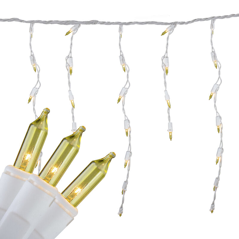 Set of 100 Yellow Mini Icicle Christmas Lights - 7.8ft White Wire
