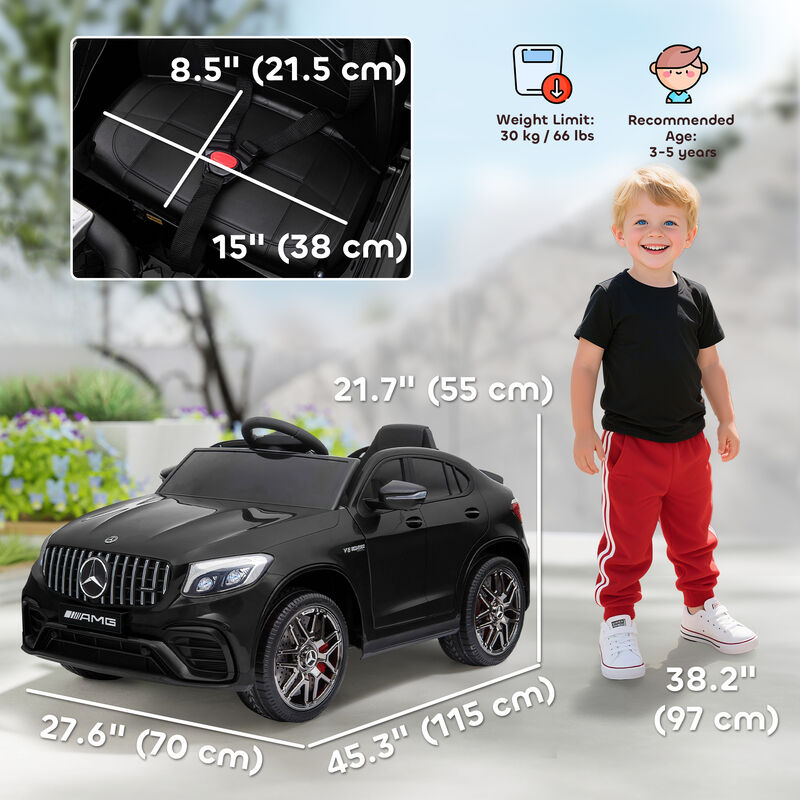 BreeBe 12V Toddler Ride On Car with Remote Control, Mercedes Benz AMG GLC63S Coupe, Electric Car with 2 Speed, MP3 Player, Light, Horn, Songs, Suspension image number 3
