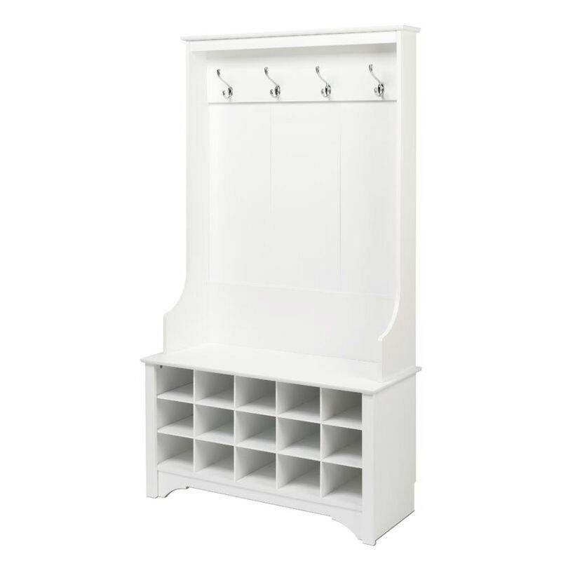 Hivvago White Entryway Hall Tree Shoe Cubbie Coat Rack image number 1