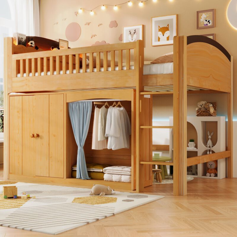 Flidre Wood Kids Loft Bed Featuring LED Lighting image number 4