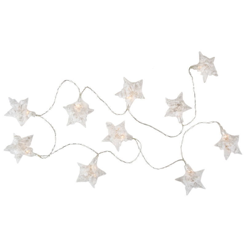 10 B/O LED Warm White Clear Star and Yarn Christmas Lights - 4.5 Ft  Clear Wire
