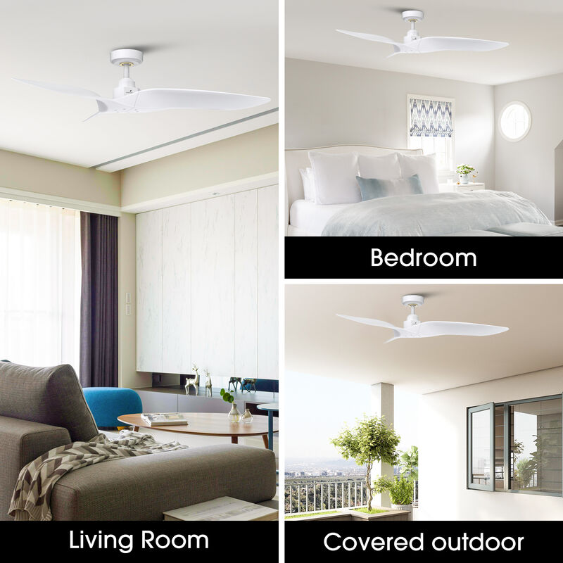 52 in. White Reversible 6-Speed Ceiling Fan with Remote without Light