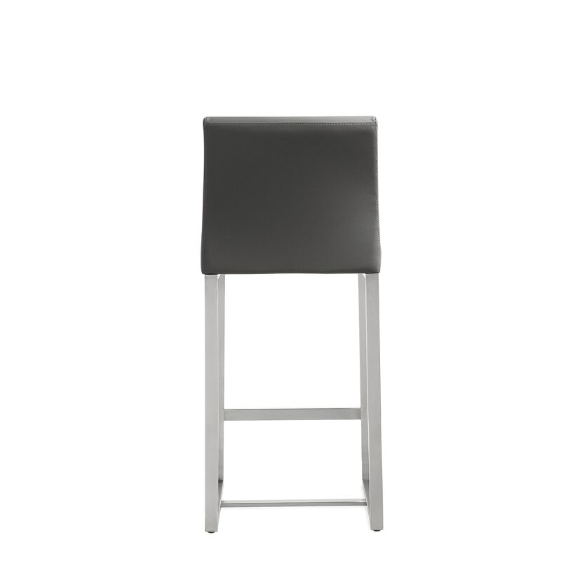 Tov Furniture Denmark Grey Performance Vegan Leather and Stainless Steel Counter Stool - Set of 2 image number 4
