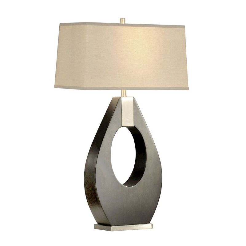 NOVA OF CALIFORNIA Pearson Table Lamp - 30, Pecan Wood and Brushed Nickel, 3-Way Rotary Switch