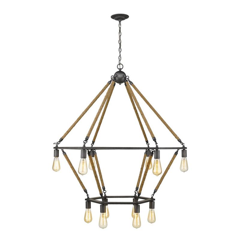 Hivvago Brown and Black Twelve Light Metal Dimmable Chandelier