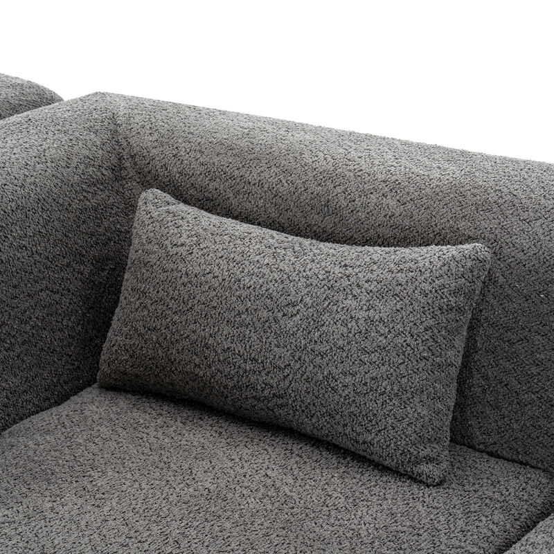 Merax Boucle Fabric Upholstered Sofa Couch with Chaise Lounge