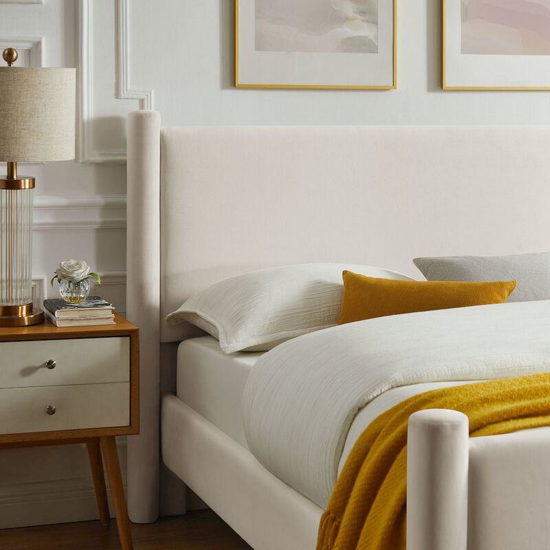 Rael Performance Velvet Full Platform Bed image number 8