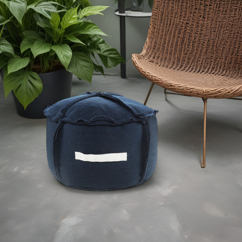 Durable Polyester Round Patchwork Pouf Ottoman for Patio or Living Room