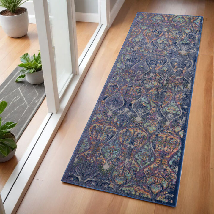 HomeRoots Ogee Distressed Non Skid Runner Rug