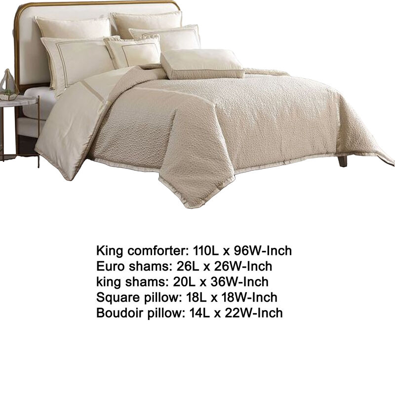 Dely 8pc Satin King Size Comforter Set with Shams, Reversible Gold