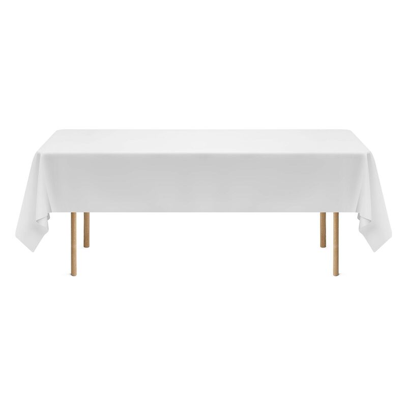 6 Pack Rectangle Tablecloths, Wrinkle Resistant Polyester Table Covers for Weddings & Events-White image number 8