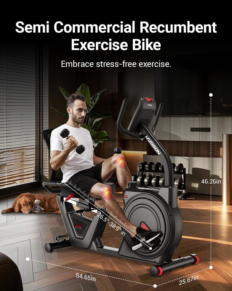 HARISON Semi Commercial Magnetic Recumbent Exercise Bike 450LB Capacity for Seniors Adults (HR-B51) image number 5
