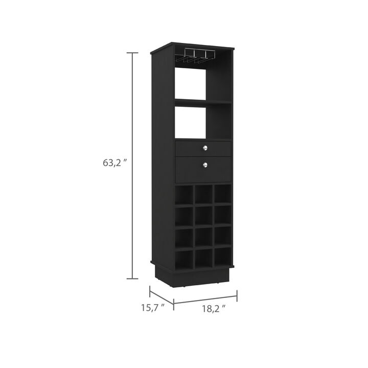 Pierpont 12-Bottle 2-Drawer 1-Shelf Bar Cabinet Black Wengue