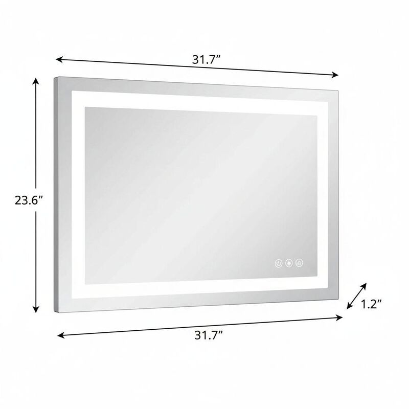 HomeRoots 24" Lighted Frameless Anti Fog Bathroom Vanity Mirror image number 4