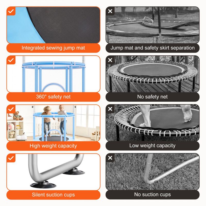 Mini Toddler Trampoline with Safety Net and Basketball Game, Birthday Gift for Children image number 6