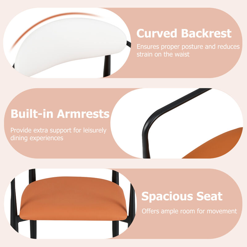 Modern Set of 2 Dining Chairs with Curved Back & Comfortable Padded Seats image number 6