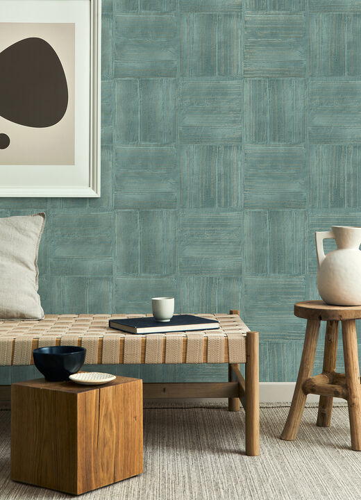 Jasper Teal Block Texture Wallpaper