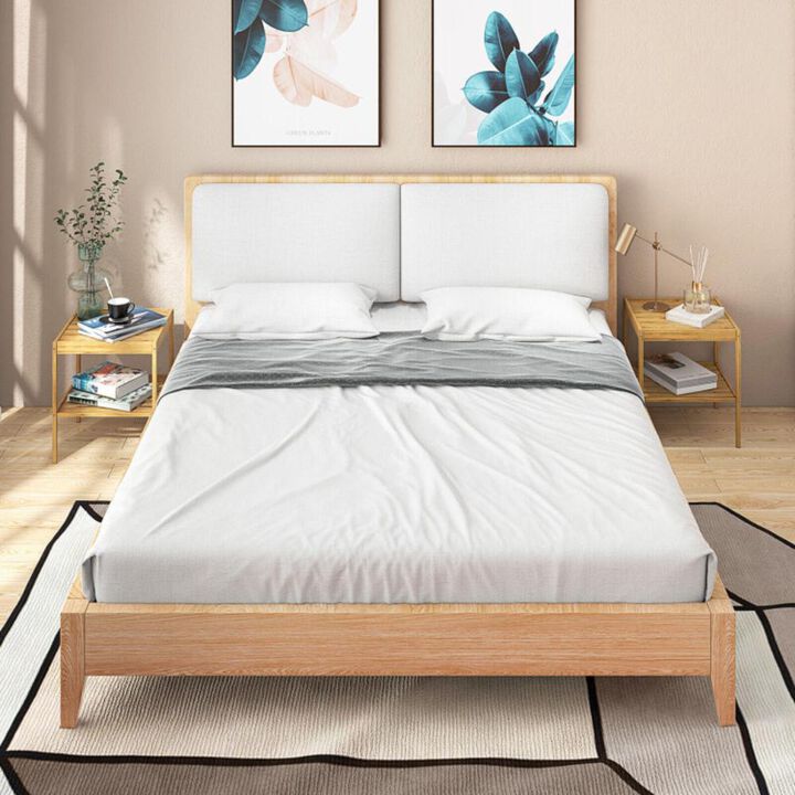 Hivvago 2 Pieces 2 Tiers Bamboo Nightstand for Living Room Bedroom