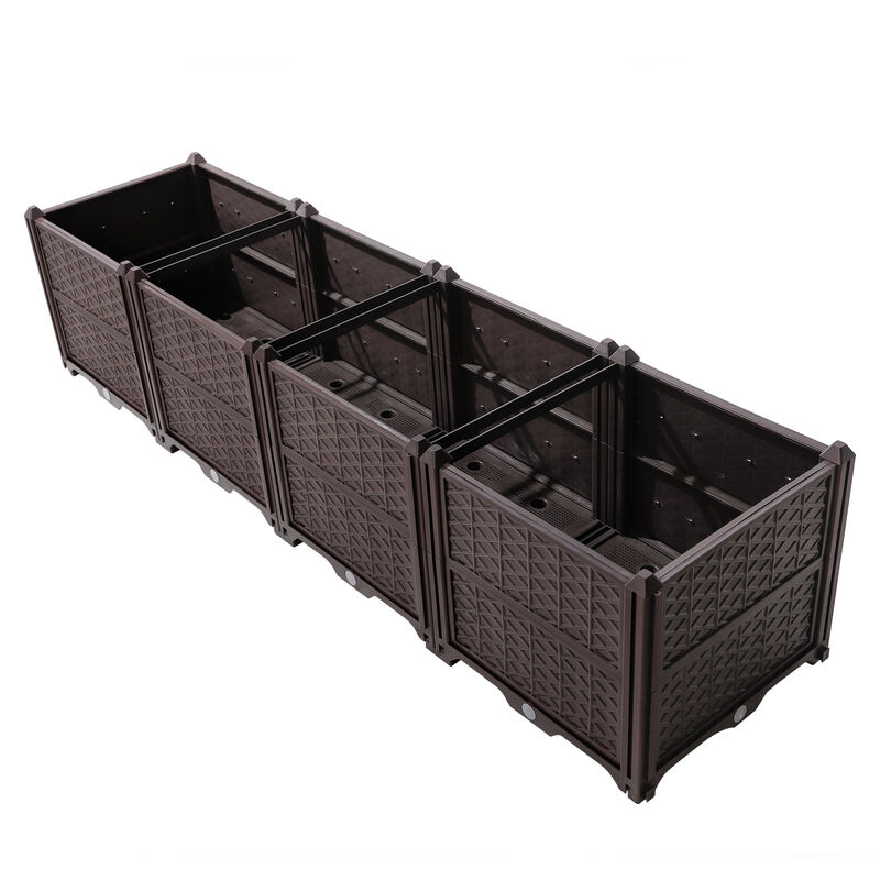 WOW PIONEER Indoor Outdoor Rectangular Planter Box for Growing Vegetables Herbs Flowers Succulents for Garden Balcony Terrace Backyard Porch Home Display image number 4