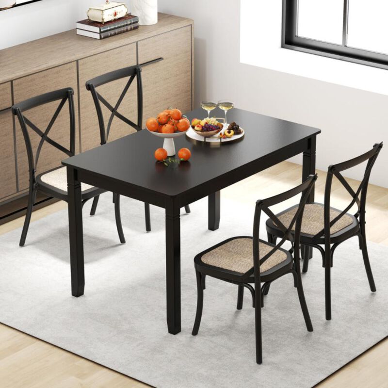 Hivvago Wooden Dining Table for 4 People Rectangular Kitchen Table with Rubber Wood Legs.
