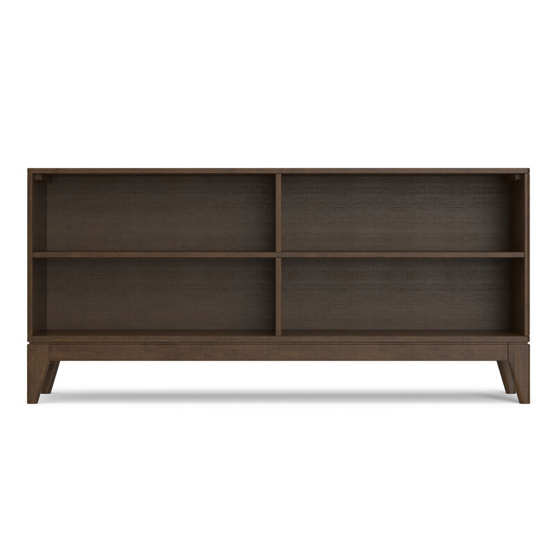 Simpli Home Harper 30 inch x 64 inch Solid Wood Mid Century 4-Shelf Low Bookcase image number 1
