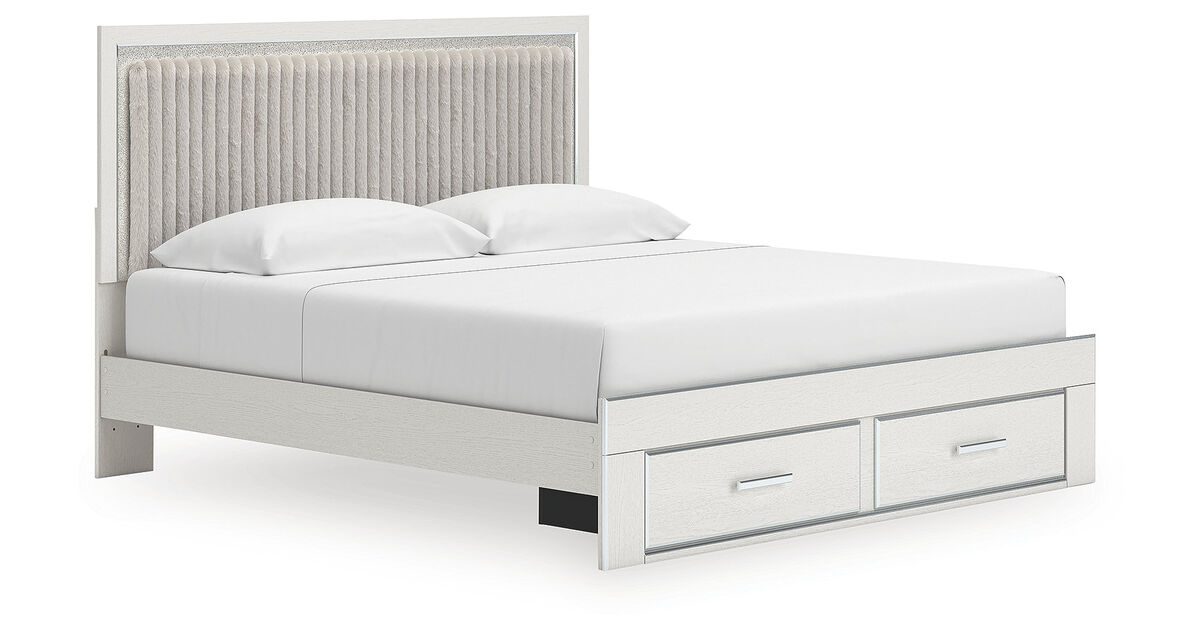 Birmonton King Upholstered Panel Platform Storage Bed