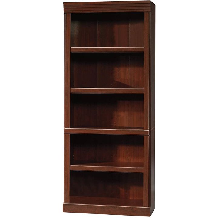 Tall 5-Shelf Wooden Bookcase for Living Room or Office Storage and Display