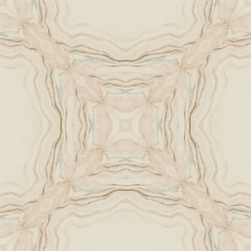 Stone Kaleidoscope Beige Metallic Wallpaper image number 0