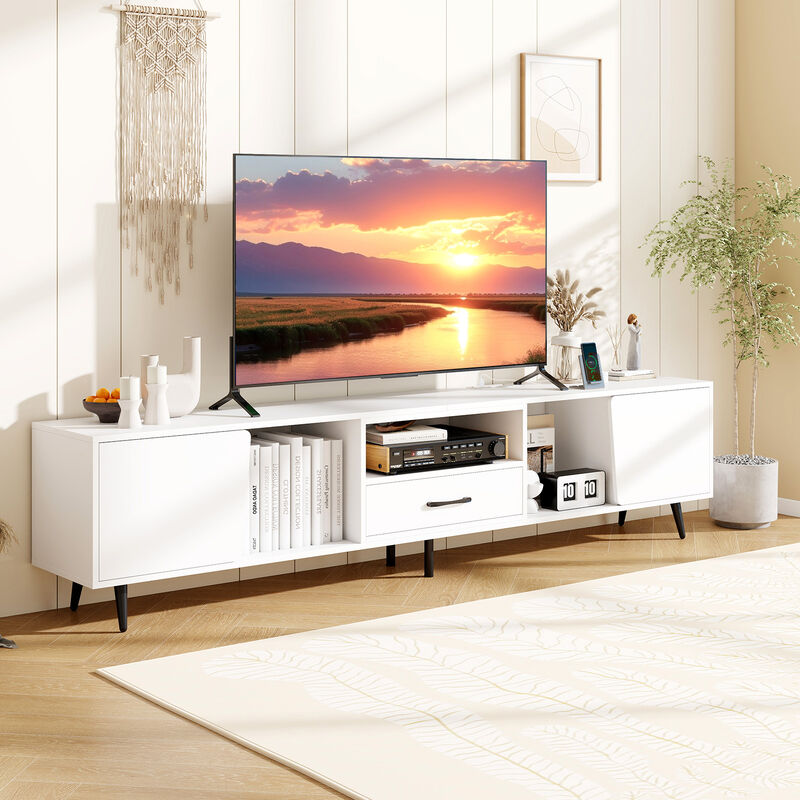 Modern Mid Century TV Stand for 90 Inch TVs with Storage Cabinet image number 4