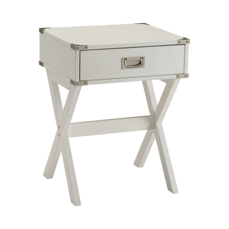 Farmhouse X-Design End Table &ndash; Solid Wood Side Table with Open Storage