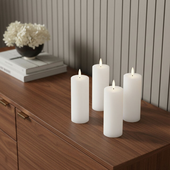 HomeRoots Set of Four Unscented Candle Flameless Pillar Candles