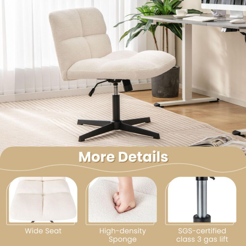 Hivvago Office Armless Chair Cross Legged with Imitation Lamb Fleece and Adjustable Height