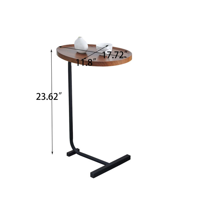 Brown Cshaped Side Table, Small Sofa Table for Living room