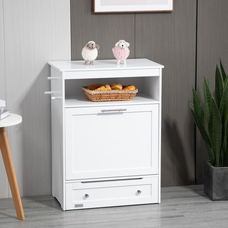 White Pet Station: Dog Feeding Cabinet with Food Storage image number 1