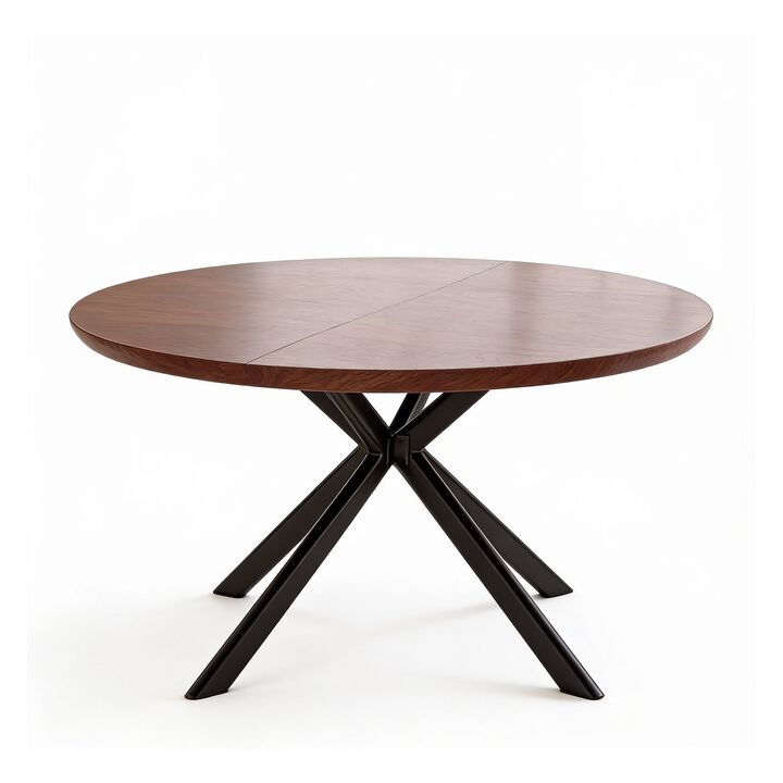 Envelor Round Solid Wood Dining Table with Metal Legs