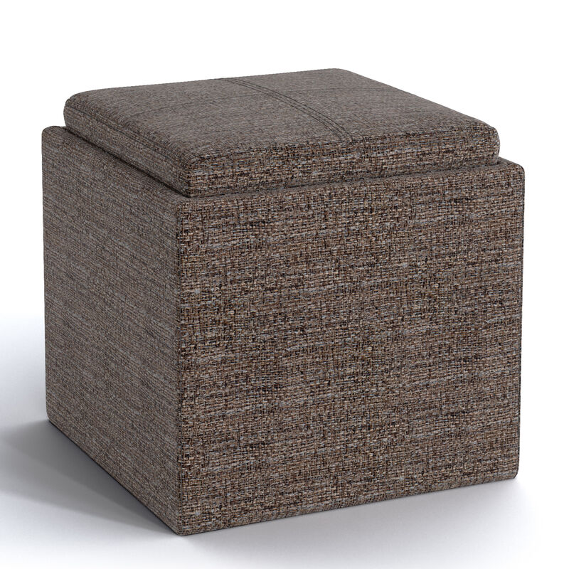 Simpli Home Rockwood Cube Storage Ottoman with Tray image number 0