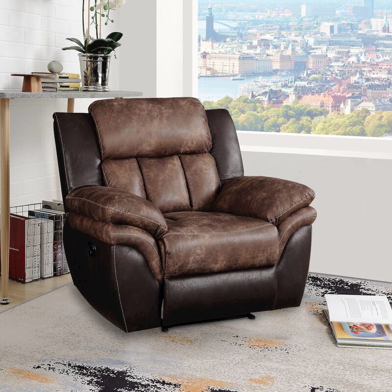 Plethoria Home Toffee And Espresso Motion Recliner with Metal Base