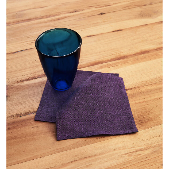 Solino Home 100% Pure Linen Cocktail Napkins 6 x 6 Inch Set of 12 - Athena