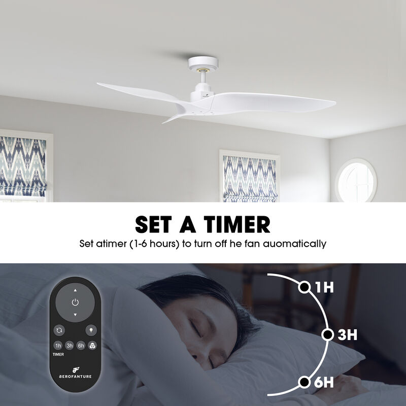 52 in. White Reversible 6-Speed Ceiling Fan with Remote without Light