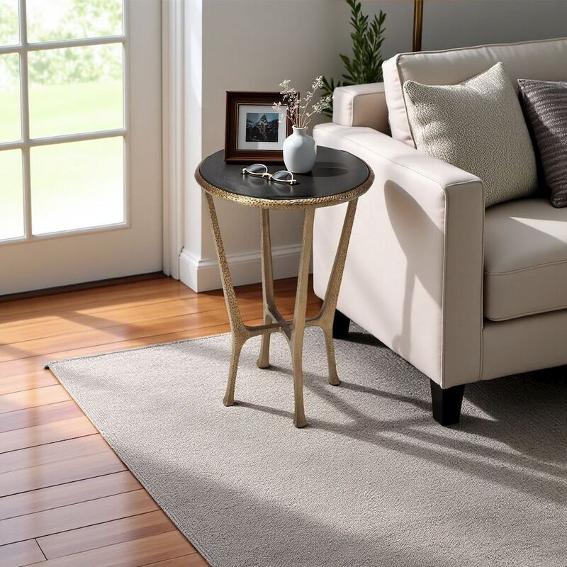 Starlight Canyon Home Stone Side Table &ndash; Unique Round Stone End Table with Metal Base Design image number 4