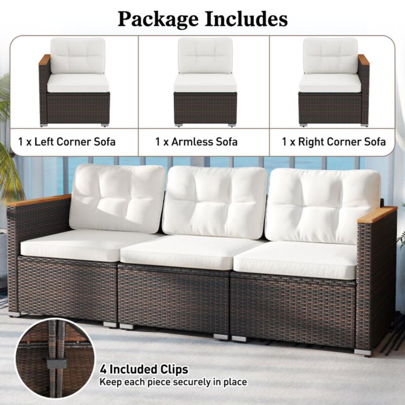 Hivvago 3-Seat Patio Couch Sofa with Deep Seating and Cushion
