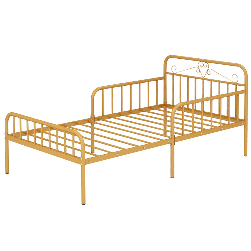 Bed Frame with Headboard and Safety Side Guardrails