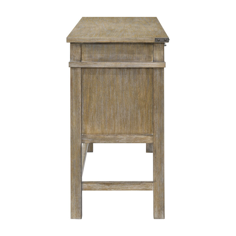 Gracie Mills Jerrell Rustic 2-Drawer Occasional Table in Natural Finish