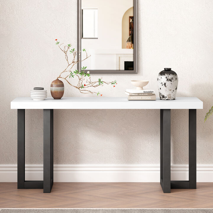 Merax U_STYLE Geometric Design Console Table with Solid Pine Legs