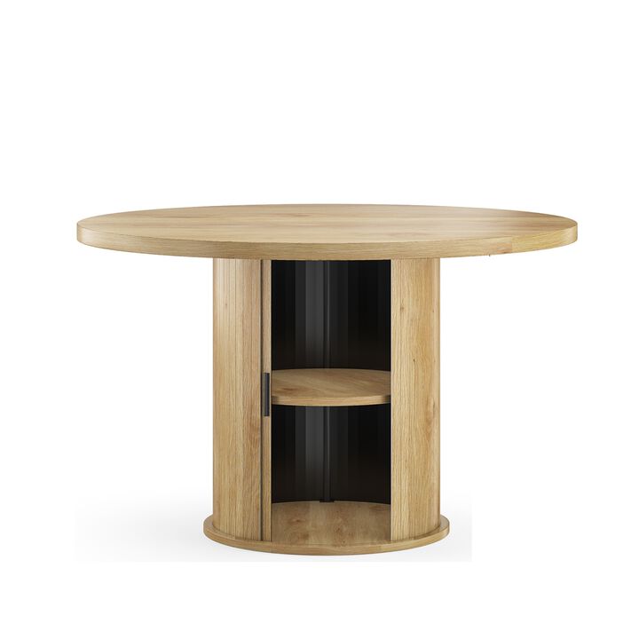 43" Round Wood Dining Table for 4 People