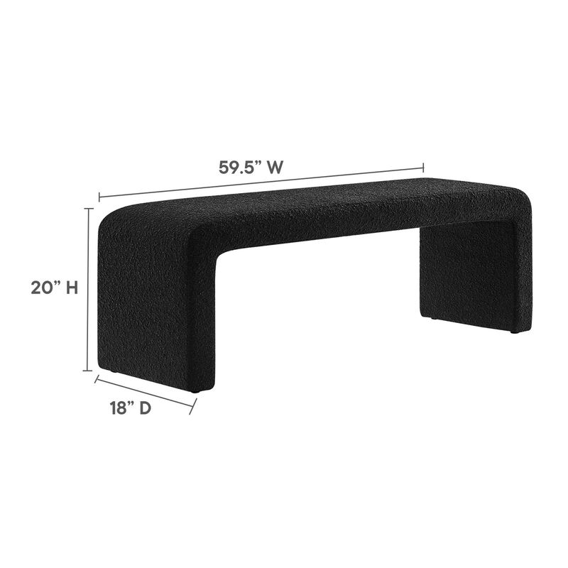 Modway EEI-6736-BLK Simba Boucle Fabric Waterfall Long Bench, Black image number 7