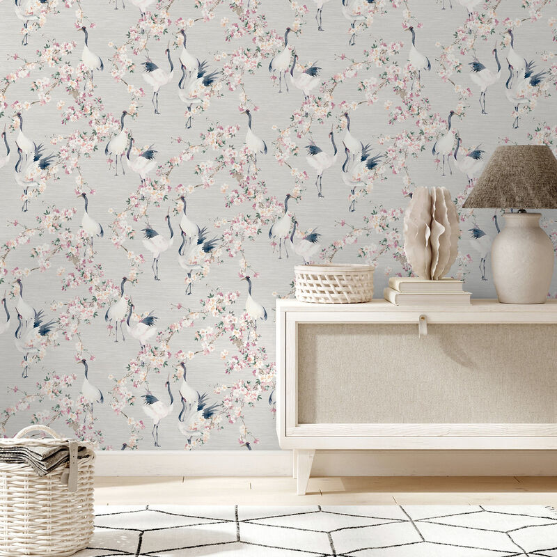 Harumi Light Grey Blossom Wallpaper image number 4