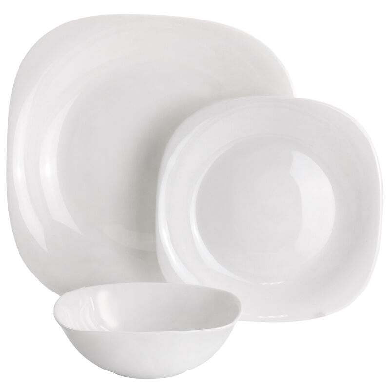 Ultra Plazza 12 Piece Tempered Opal Glass Dinnerware Set in White
