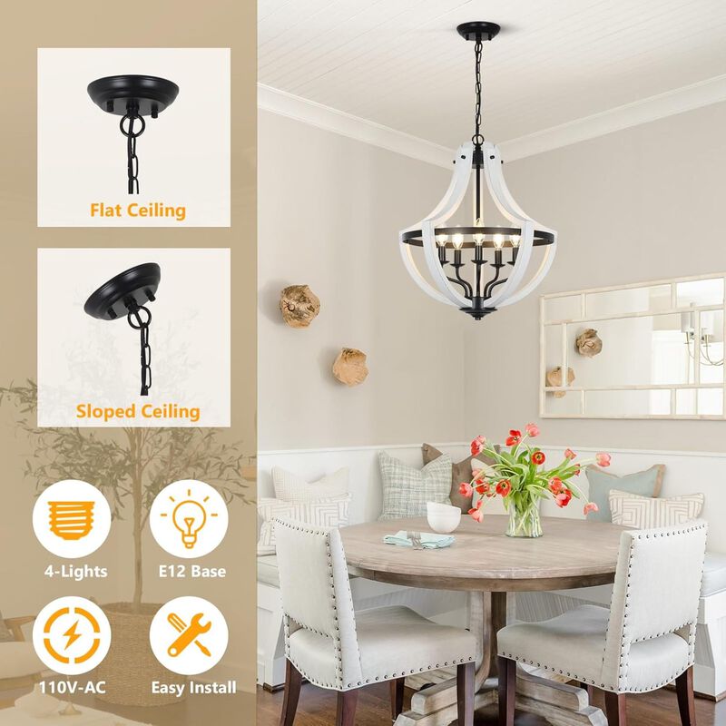 ELEMENT ACE 5-Light Adjustable Chandelier Pendant or Flush Mount Ceiling Light Fixture for Dining Room Kitchen Island Living Room Foyer Entryway Bedroom image number 3