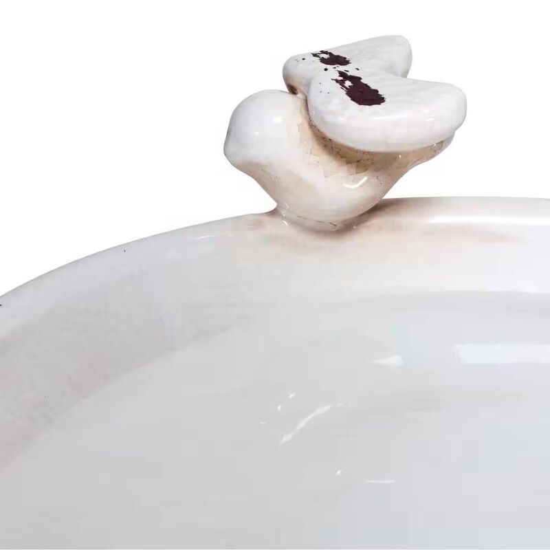 Glazed Ceramic Birdbath for Outdoor Garden Decor and Bird Attraction